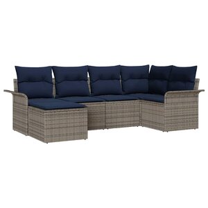 vidaXL Ensemble de canapé de jardin avec coussin 6 Pièces Gris polyrotin