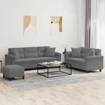 vidaXL Ensemble de canapés 3 Pièces coussins Gris foncé Tissu microfibre