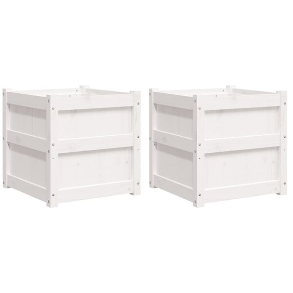 vidaXL Jardinières 2 Pièces blanc bois de pin massif