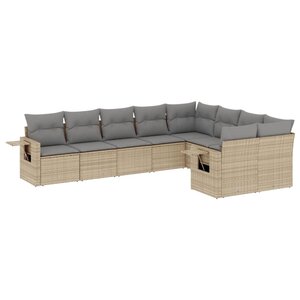 vidaXL Salon de jardin avec coussins 9 Pièces beige résine tressée
