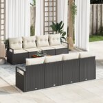 Ensemble de Canapés de Jardin 9 Pièces vidaXL avec Coussins Noir Poly Rattan Acacia