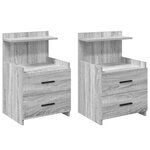 vidaXL Tables de chevet 2 pièces avec 2 tiroirs Gris Sonoma 40 x 36 5 x 62 cm