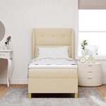 vidaXL Lit à ressorts avec matelas gris foncé 90x190 cm Crème tissu