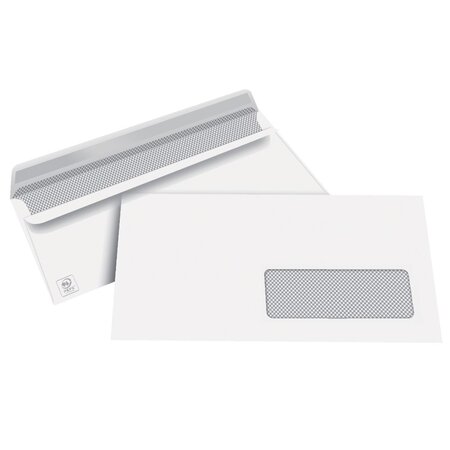 Enveloppe blanche dl 110 x 220 mm 80g avec fenêtre - autocollante (boîte 500 unités)