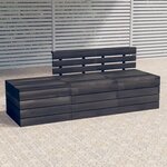 vidaXL Salon palette de jardin 3 Pièces Bois de pin massif Gris foncé