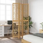 vidaXL Cloison de séparation 3 panneaux marron bois paulownia massif