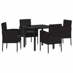 vidaXL Ensemble de salle à manger pour jardin 5 Pièces Noir polyrotin