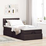 vidaXL Lit ottoman avec matelas et LED marron foncé 90x200 cm tissu