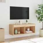 vidaXL Meuble TV avec lumières LED chêne sonoma 80x30x30 cm