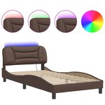 vidaXL Cadre de lit avec lumières LED marron 100x200 cm similicuir
