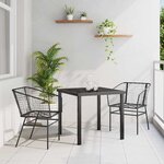 vidaXL Ensemble de salle à manger pour jardin 3 Pièces Noir polyrotin