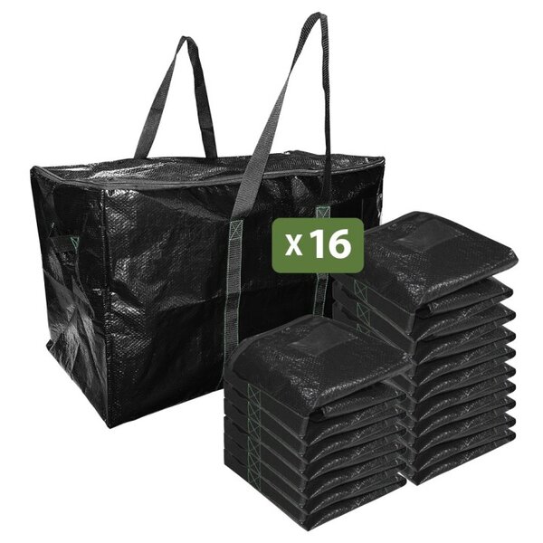 Pack and Move - Lot 16 Grands Sacs Déménagement  Rangement Et Transport Ultra Résistant - Réutilisable - Poignées Solides - 100L