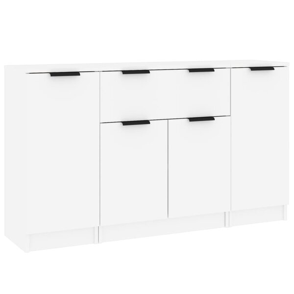 vidaXL Buffets 3 Pièces Blanc Bois d'ingénierie