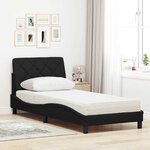 vidaXL Lit avec matelas noir 90x200 cm tissu