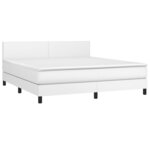 vidaXL Sommier à lattes de lit avec matelas Blanc 160x200cm Similicuir