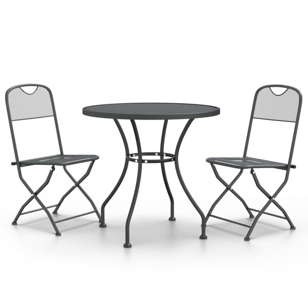 vidaXL Ensemble à manger de jardin 3 Pièces Maille Métal Anthracite