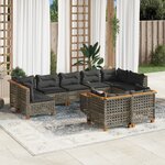 vidaXL Salon de jardin avec coussins 10 Pièces gris résine tressée