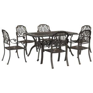 vidaXL Ensemble à manger de jardin 7 Pièces bronze aluminium coulé