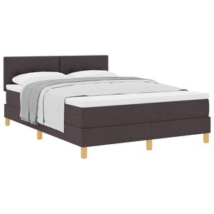 vidaXL Lit à ressorts avec coussin Marron foncé 160 x 200 cm tissu