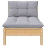 vidaXL Salon de jardin 3 Pièces avec coussins gris Bois de pin massif