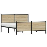vidaXL Cadre de lit en métal sans matelas chêne sonoma 150x200 cm