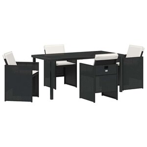 vidaXL Ensemble de salle à manger pour jardin 5 Pièces Noir Poly rotin