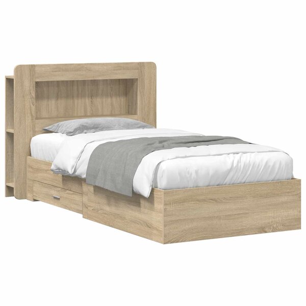 vidaXL Cadre de lit avec rangement Chêne Sonoma 90 x 190 cm