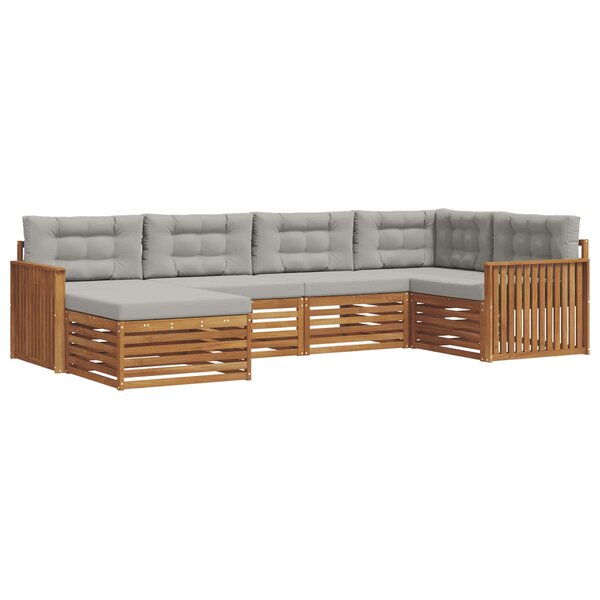 vidaXL Ensemble de canapés d'extérieur 6 Pièces Gris Naturel et Clair