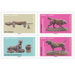 Carnet 12 timbres - Oeuvre d'art Chiens - Lettre verte