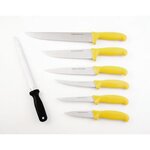 PRADEL EXCELLENCE Sac de 7 pieces de couteaux boucher jaune et gris