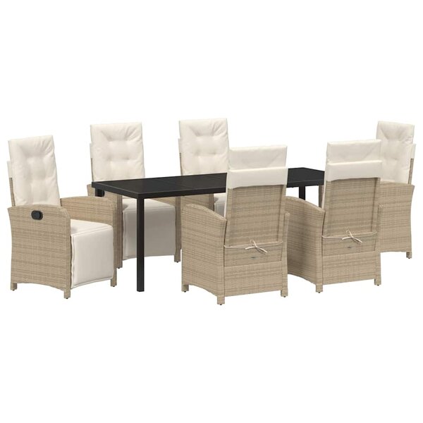 vidaXL Ensemble de salle à manger pour jardin 7 Pièces Beige polyrotin