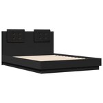 vidaXL Cadre de lit avec tête de lit noir 135x190 cm bois d'ingénierie