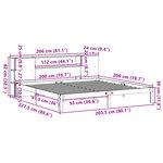 vidaXL Lit bibliothèque sans matelas 200x200 cm bois massif de pin
