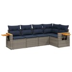 vidaXL Salon de jardin 5 Pièces avec coussins gris résine tressée