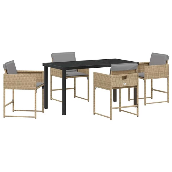 vidaXL Ensemble de salle à manger pour jardin 5 Pièces Beige polyrotin
