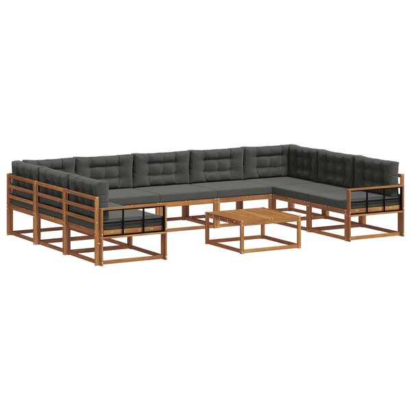 vidaXL Ensemble de canapés d'extérieur 10 Pièces Naturel et Anthracite