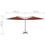 vidaXL Parasol double avec mât en acier Terre cuite 600 cm