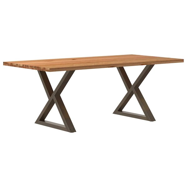 vidaXL Table à manger marron clair bois de chêne massif rectangulaire
