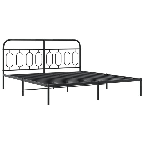 vidaXL Cadre de lit métal avec tête de lit/pied de lit noir 193x203 cm