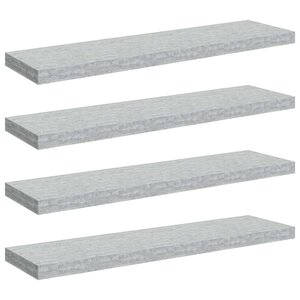 vidaXL Étagères murales flottantes 4 Pièces Gris béton 90x23 5x3 8cm MDF