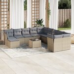 vidaXL Salon de jardin avec coussins 12 Pièces beige résine tressée