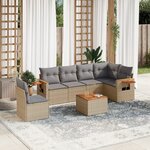 vidaXL Salon de jardin avec coussins 7 Pièces beige résine tressée