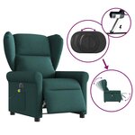 vidaXL Fauteuil de massage inclinable électrique Vert foncé Tissu