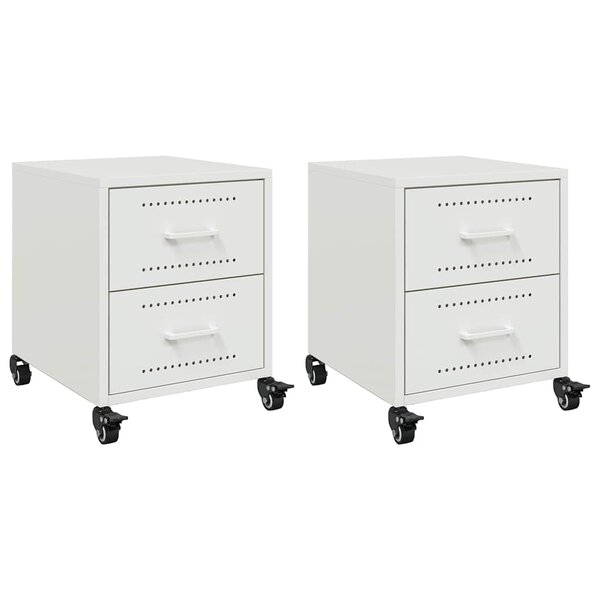 vidaXL Tables de chevet 2 Pièces blanc 36x39x43 5 cm acier