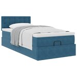 vidaXL Cadre de lit ottoman avec matelas bleu foncé 80x200 cm velours