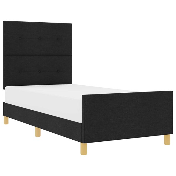 vidaXL Cadre de lit avec tête de lit Noir 80 x 200 cm tissu
