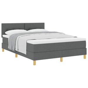 vidaXL Lit à ressorts avec coussin Gris foncé 140 x 190 cm tissu
