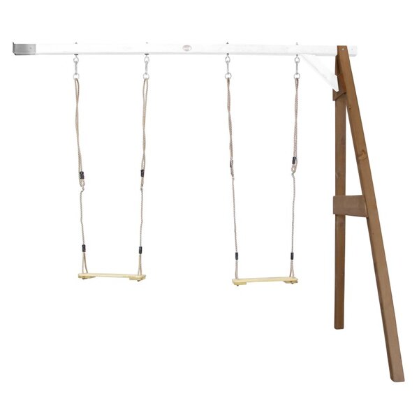 AXI Portique mural en bois Marron Blanc 2 balançoires 160x244x207cm