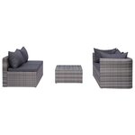vidaXL Salon de jardin 8 Pièces avec coussins résine tressée gris