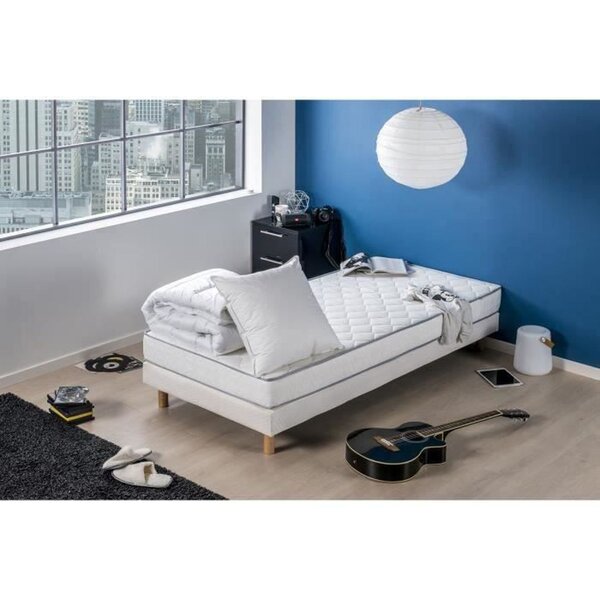Matelas 90 x 190 cm + couette 140 x 200 cm + oreiller mousse ferme 60 x 60 x 16 cm